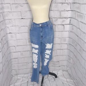Melissa McCarthy Girlfriend Deconstructed Light Blue Denim Jeans Size 18
